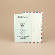 We Always Together In Heart 925 Sterling Silver Pendant Adjustable Chain with Message Postcard